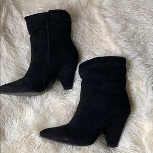 Suede black booties